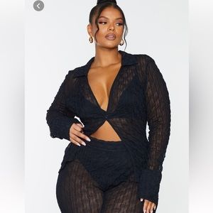 Sheer Black Button Top